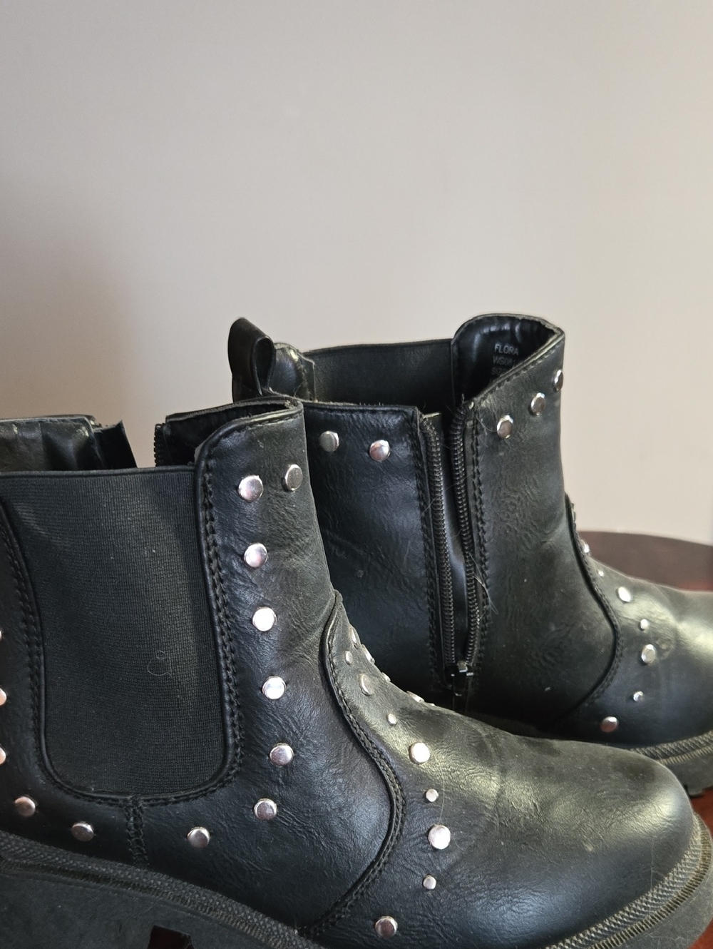 3 For $40 Women's Black Studded Ankle Bootie with Side Zipper